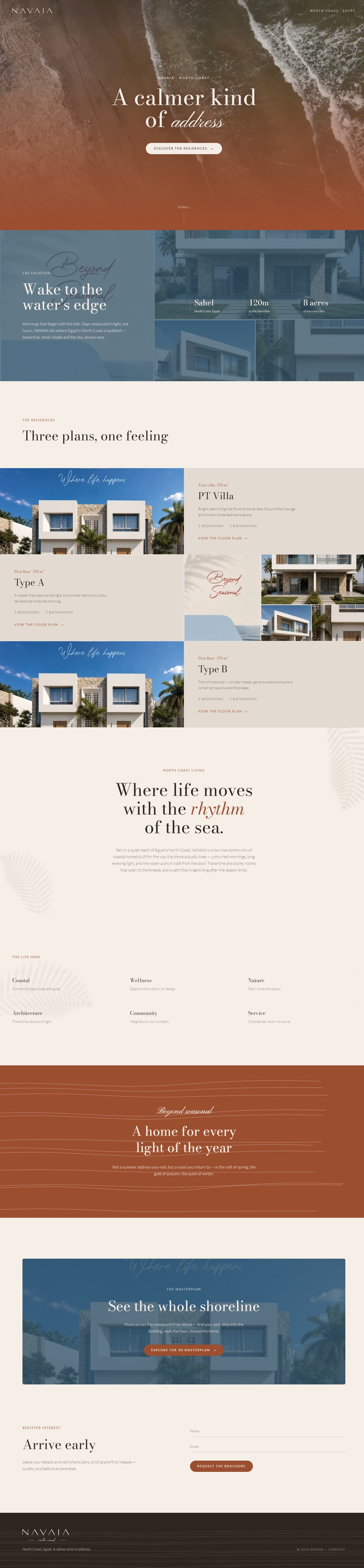 Preview of The Arrival homepage layout